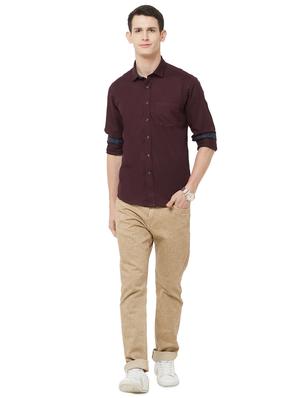 maroon solid casual shirt - 16664751 - Standard Image - 4
