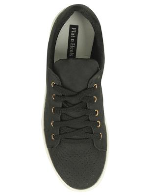 black leatherette laceup sneakers - 16665861 - Standard Image - 4