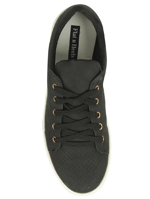 black leatherette laceup sneakers - 16665861 - Zoom Image - 4