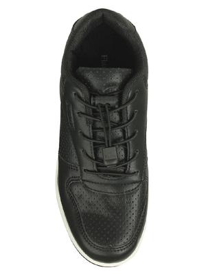 black leatherette laceup sneakers - 16665866 - Standard Image - 4