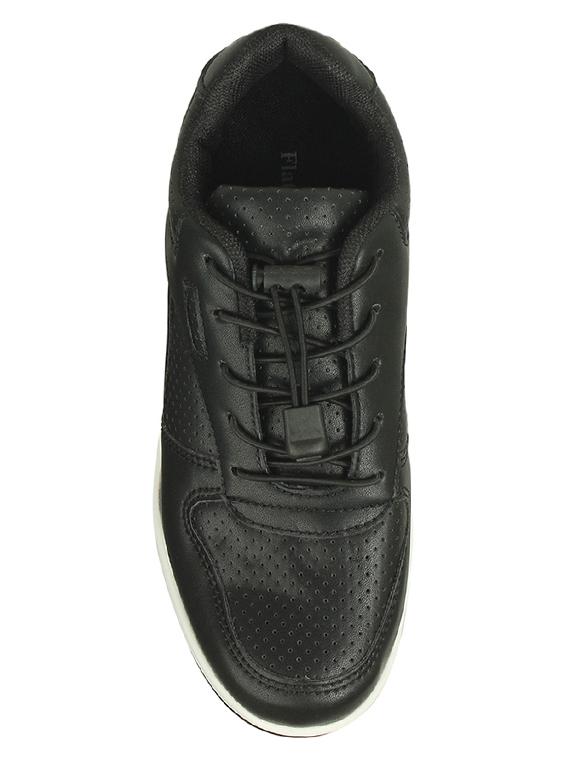 black leatherette laceup sneakers - 16665866 - Zoom Image - 4