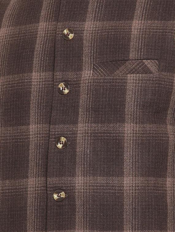 brown checkered nehru jacket - 16665954 - Zoom Image - 4