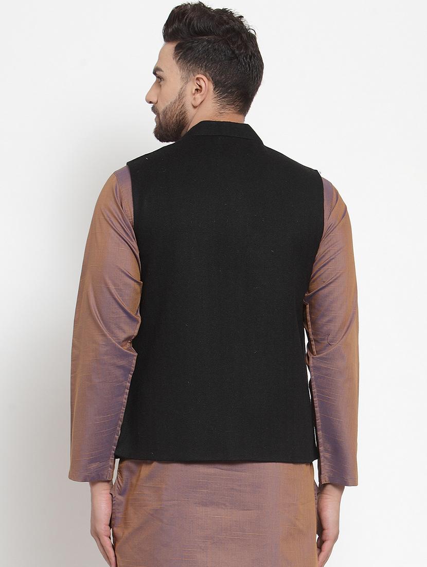 black self design nehru jacket - 16665955 - Zoom Image - 4