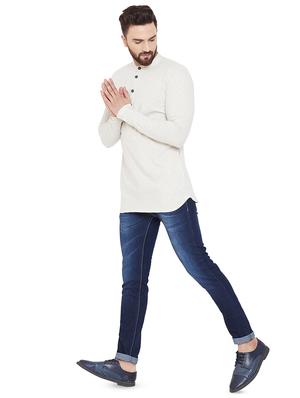 beige solid short kurta - 16666169 - Standard Image - 4