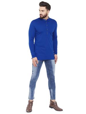 blue solid short kurta - 16666172 - Standard Image - 4