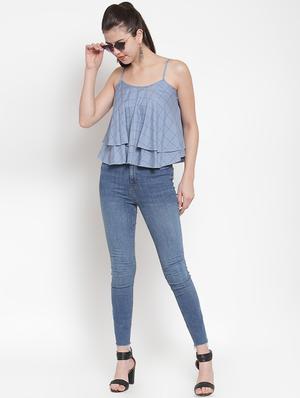 cami neck checkered layered top - 16666237 - Standard Image - 4