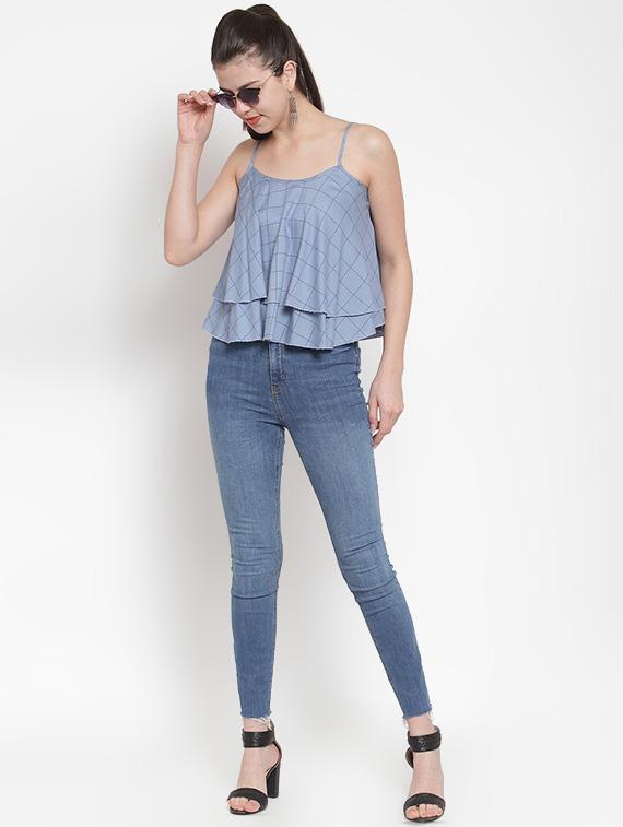 cami neck checkered layered top - 16666237 - Zoom Image - 4