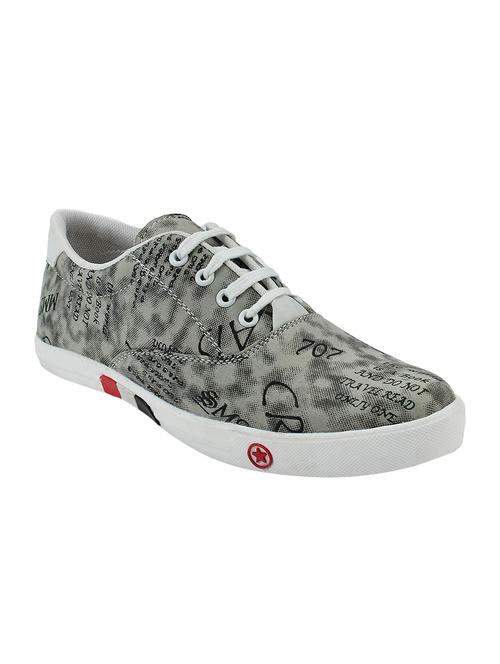 grey leatherette lace up sneakers - 16666242 - Standard Image - 1