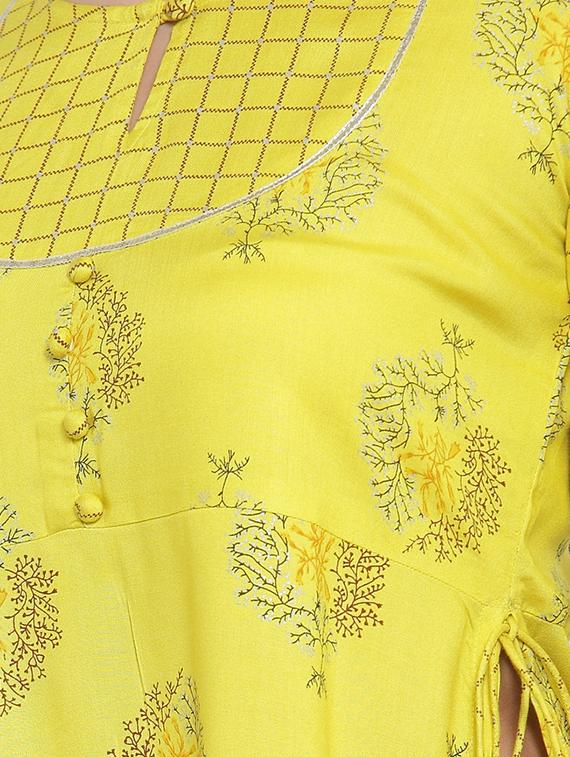 foil print straight kurta palazzo set - 16666422 - Zoom Image - 4