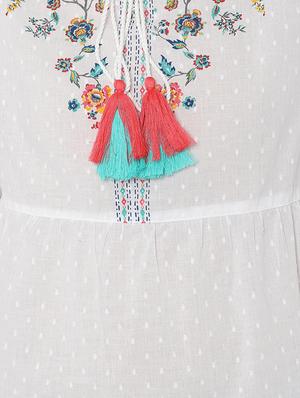 tassel tie up floral embroidered top - 16666729 - Standard Image - 4