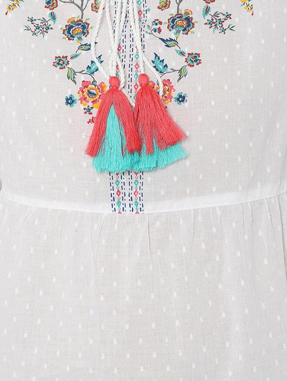 tassel tie up floral embroidered top - 16666729 - Zoom Image - 4