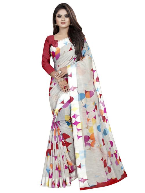 geometrical printed saree with blouse - 16666968 - Standard Image - 1