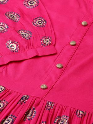 block printed flared kurta with palazzo set - 16667074 - Standard Image - 4