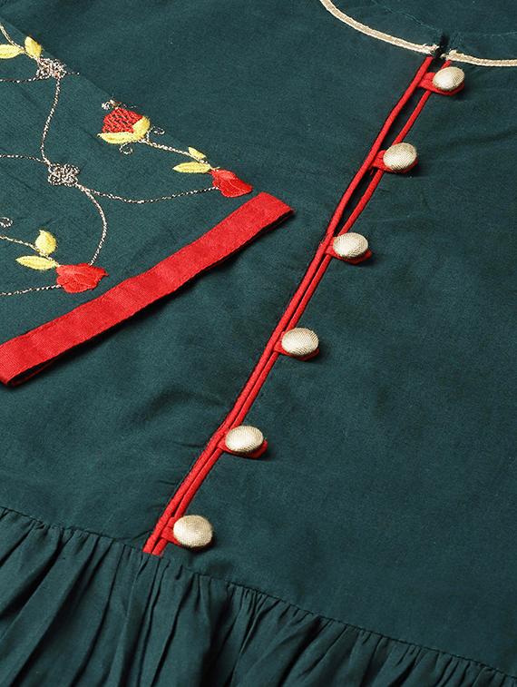 embroidered solid kurta with palazzo set - 16667077 - Zoom Image - 4