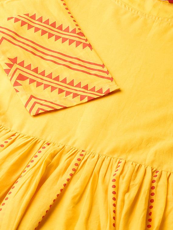 chevron flared kurta with palazzo set - 16667081 - Zoom Image - 4