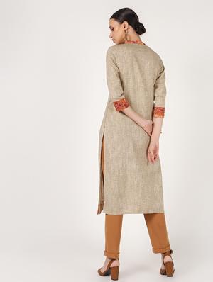 yoke embroidered straight kurta - 16667179 - Standard Image - 4