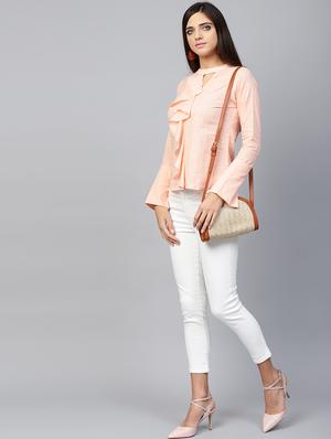 keyhole neck ruffle detail top - 16667297 - Standard Image - 4