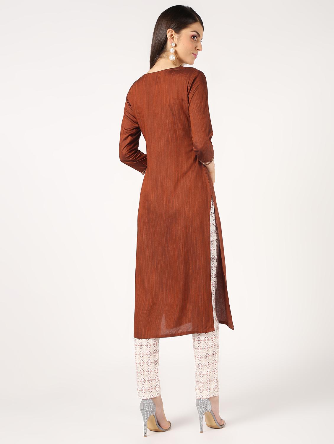mirror work straight kurta - 16667758 - Zoom Image - 4