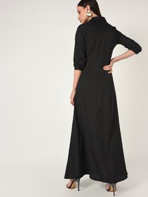 mandarin neck button up maxi dress - 16667843 - Standard Image - 4