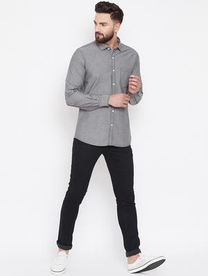 grey solid casual shirt - 16667906 - Standard Image - 4