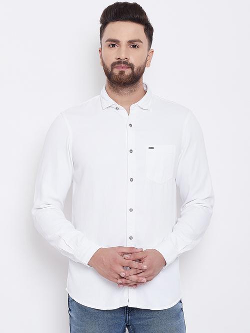 white solid casual shirt - 16667908 - Very Small Image - 1
