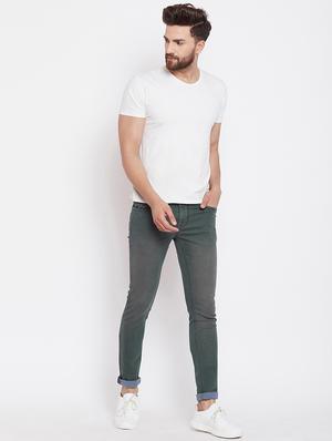 green solid plain jeans - 16669006 - Standard Image - 4