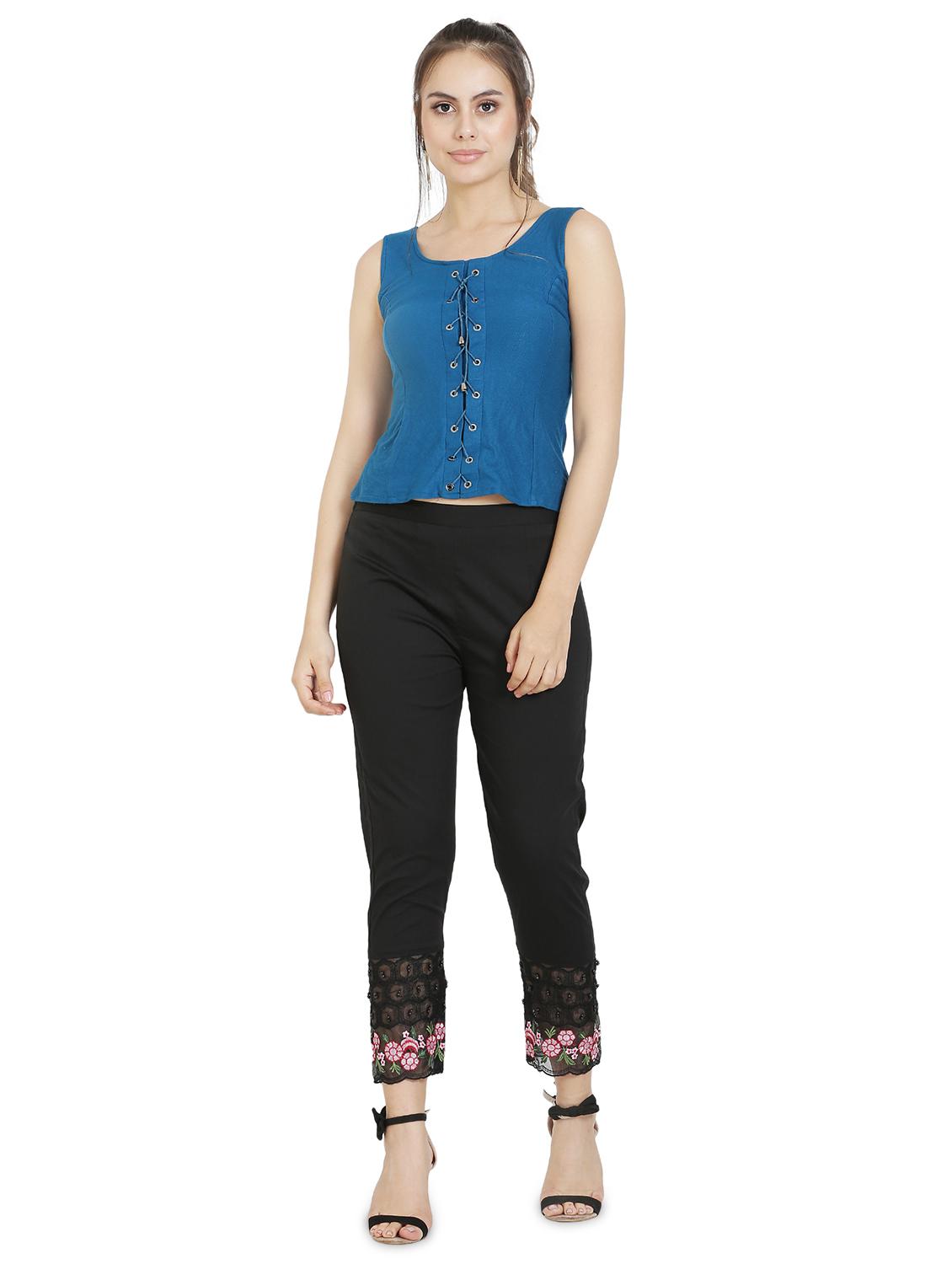 floral embroidered straight tapered pant - 16669016 - Zoom Image - 4