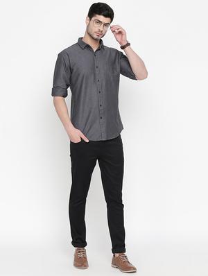 grey solid casual shirt - 16670507 - Standard Image - 4