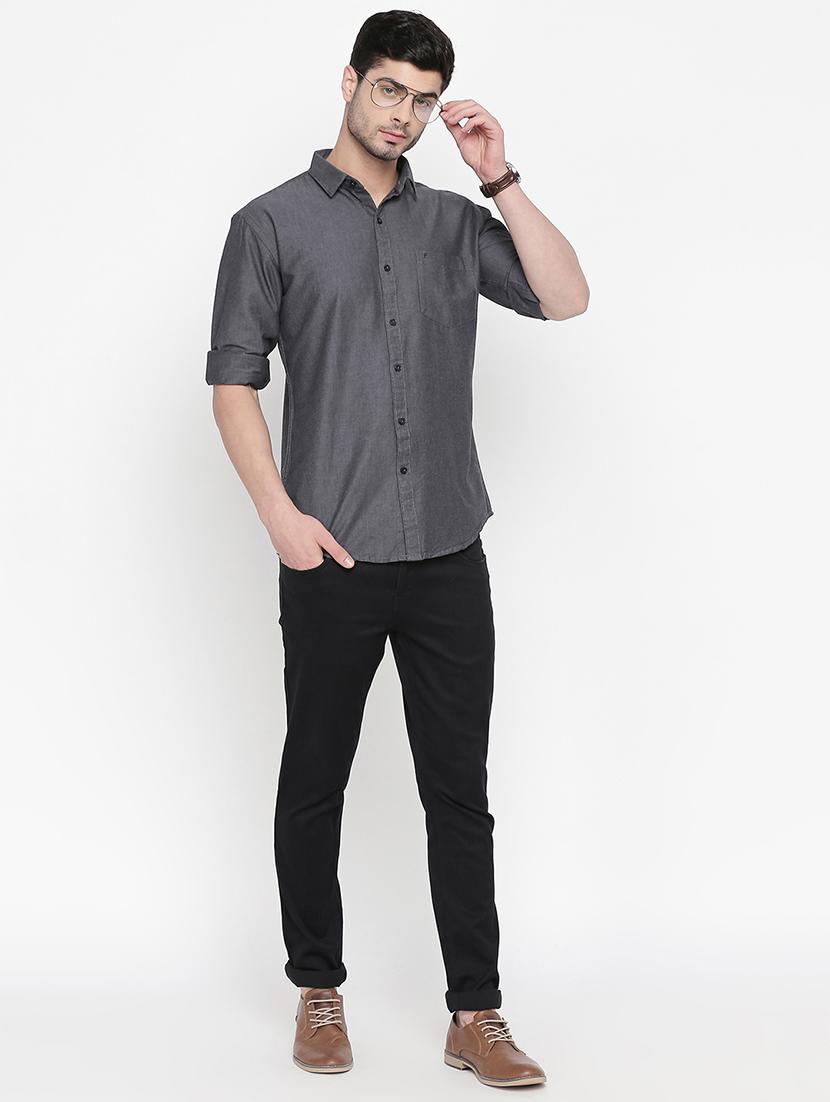 grey solid casual shirt - 16670507 - Zoom Image - 4