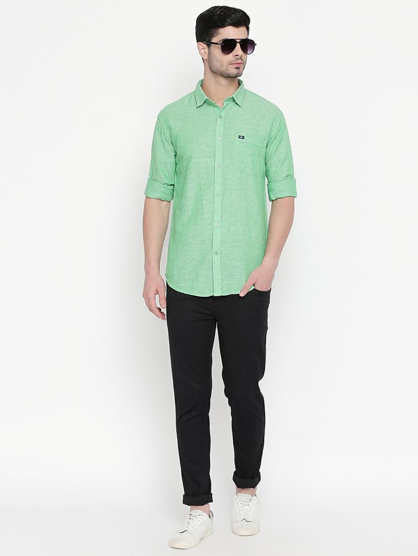 green solid casual shirt - 16670513 - Zoom Image - 4