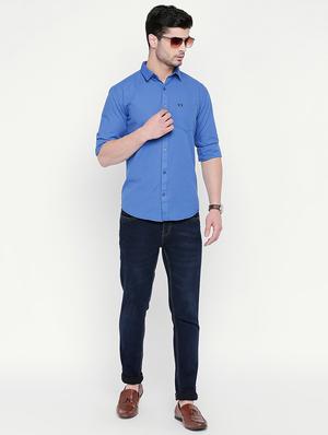 blue solid casual shirt - 16670523 - Standard Image - 4