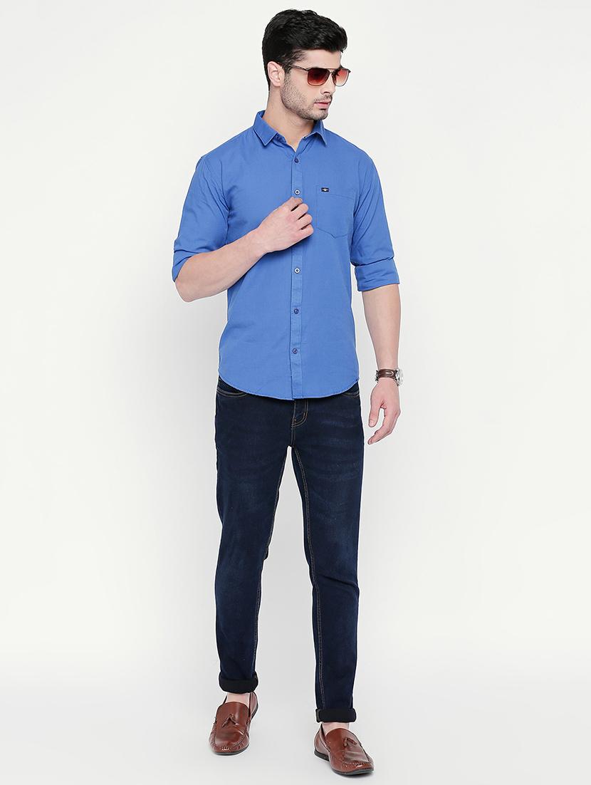 blue solid casual shirt - 16670523 - Zoom Image - 4