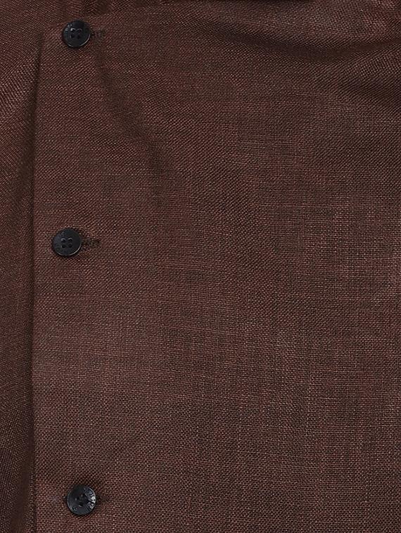 brown dupion solid asymmetric kurta - 16671761 - Zoom Image - 4