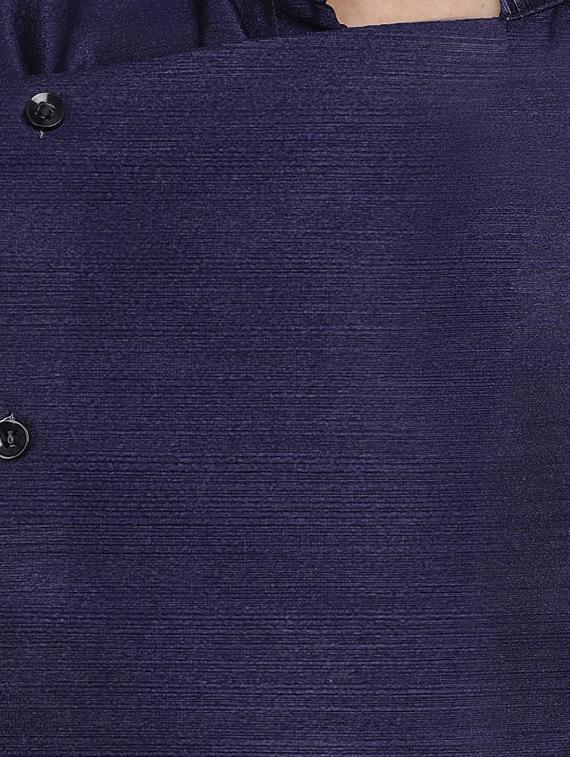 blue dupion solid asymmetric kurta - 16671766 - Zoom Image - 4