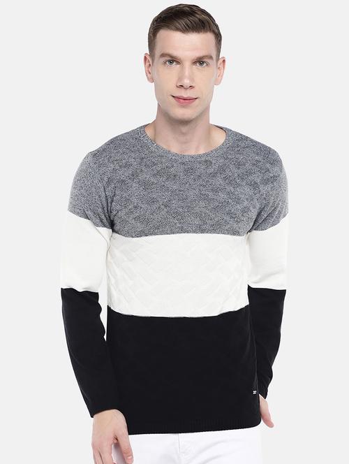 white color block pullover - 16672129 - Standard Image - 1