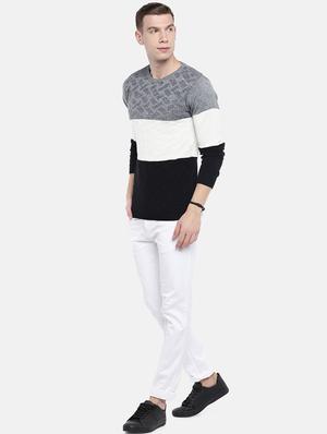 white color block pullover - 16672129 - Standard Image - 4