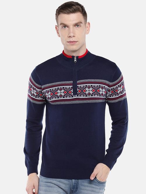 blue geometric print pullover - 16672161 - Standard Image - 1