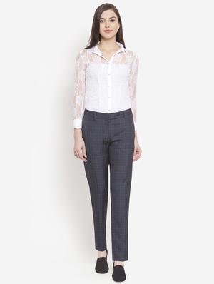 high rise checkered flat front trousers - 16672329 - Standard Image - 4