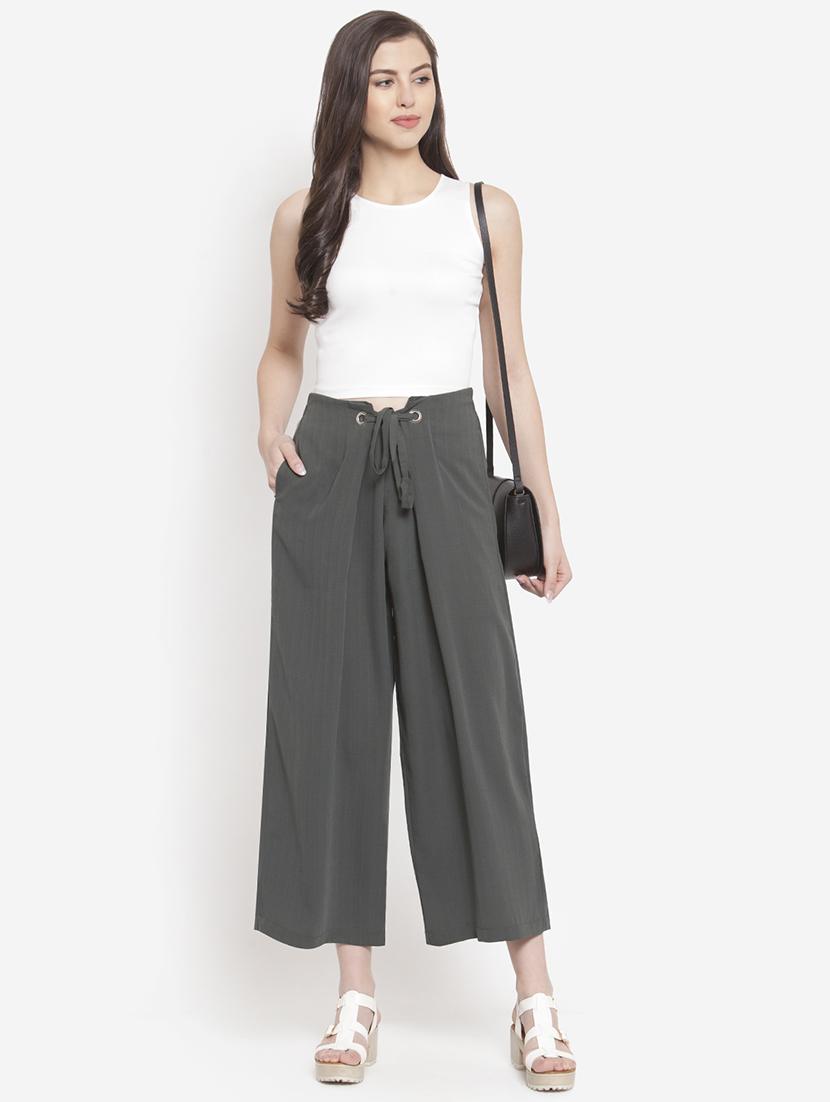 drawstring tie knot wide leg trouser - 16672332 - Zoom Image - 4