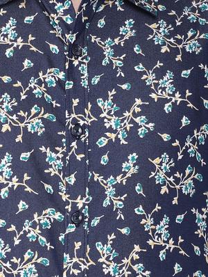 navy blue floral printed casual shirt - 16672663 - Standard Image - 4
