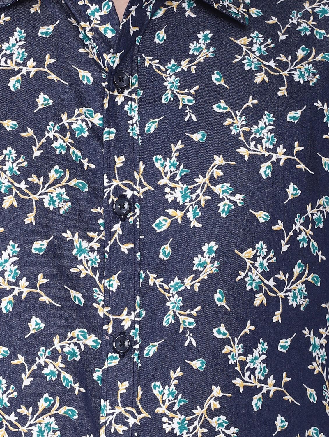 navy blue floral printed casual shirt - 16672663 - Zoom Image - 4