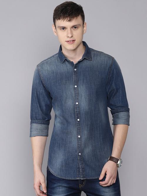 blue faded casual shirt - 16672687 - Standard Image - 1