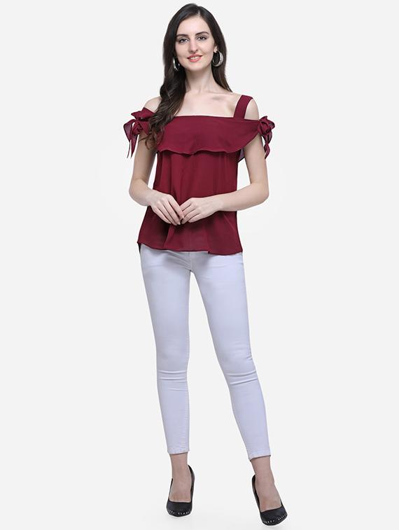 cold shoulder side tie up top - 16672698 - Zoom Image - 4