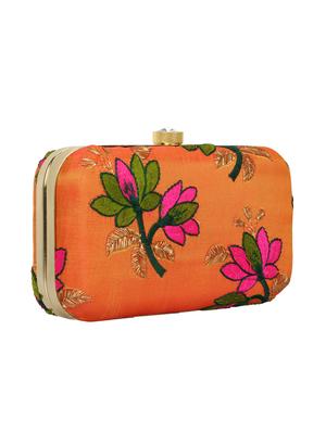 orange faux silk box clutch - 16672779 - Standard Image - 4
