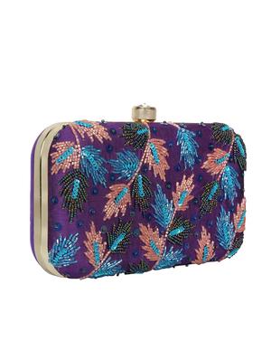 purple faux silk box clutch - 16672781 - Standard Image - 4