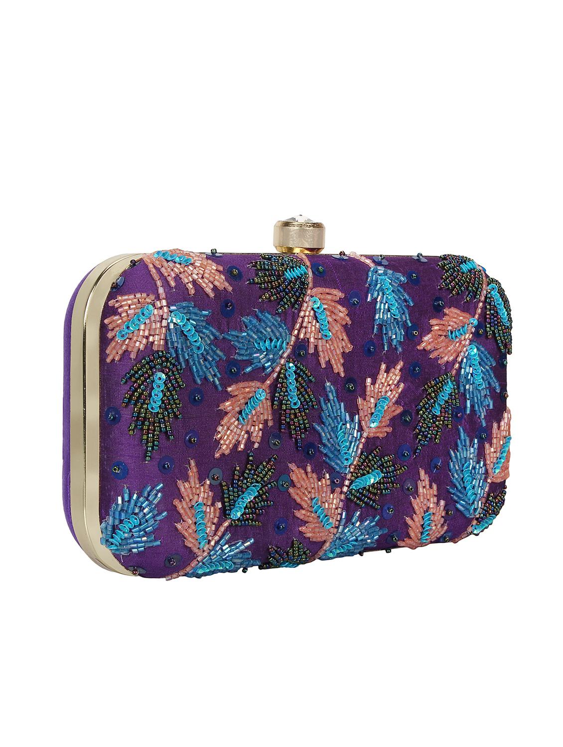 purple faux silk box clutch - 16672781 - Zoom Image - 4