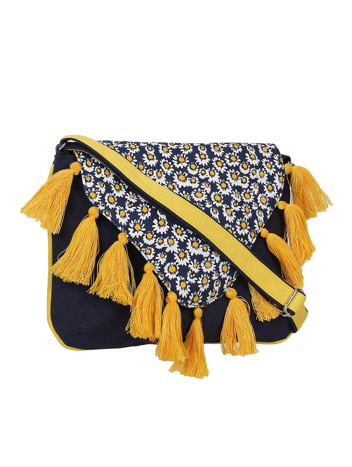 blue canvas printed sling bag - 16672795 - Zoom Image - 4