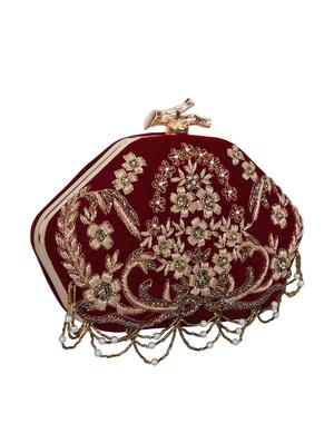 maroon velvet box clutch - 16672796 - Standard Image - 4