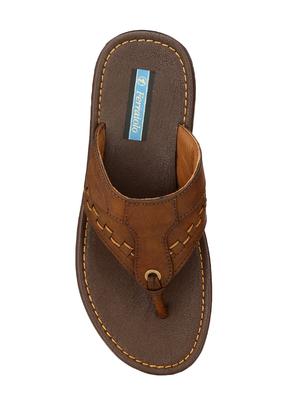 brown leatherette toe separator slippers - 16672851 - Standard Image - 4