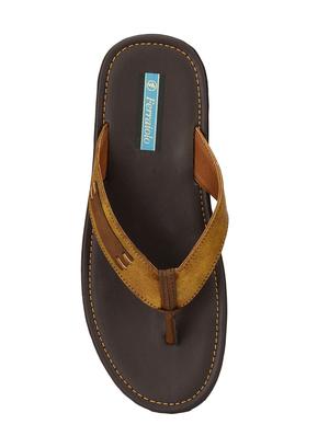 brown leatherette toe separator slippers - 16672852 - Standard Image - 4